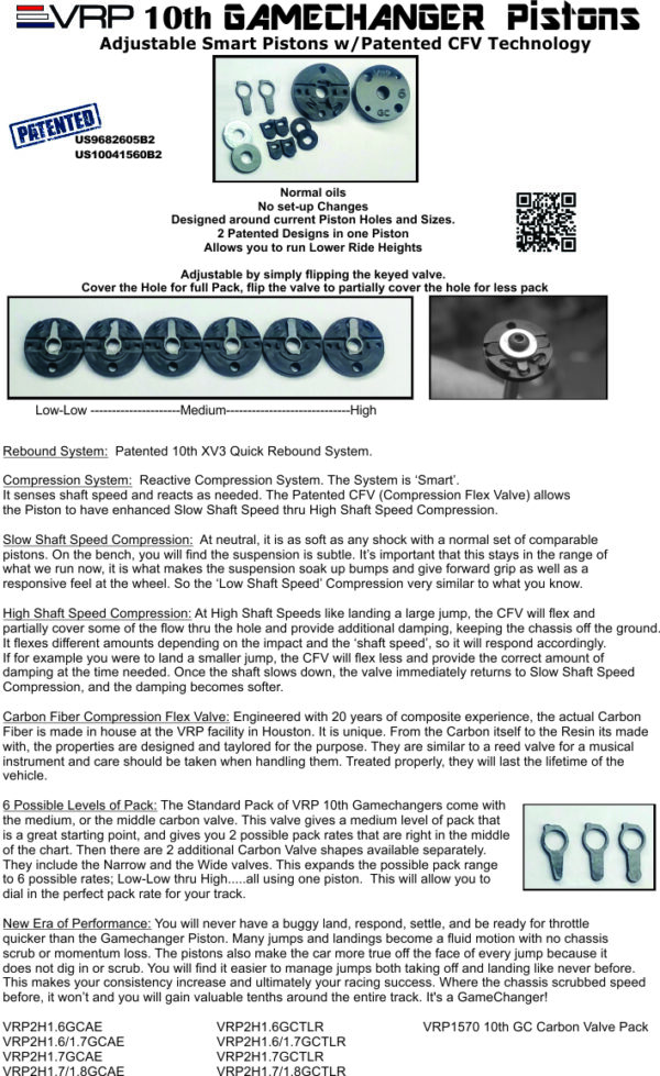 10th Gamechanger 12mm VRP Pistons